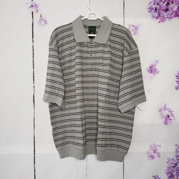 Scandia Woods Stripe Button Top Spread Collar Golf Polo 2XL - Picture 1 of 7